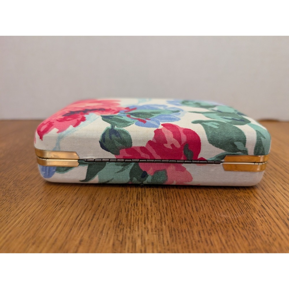 Vintage Floral Travel Jewelry Hard Case Clam Shell/Mirror/5.5x3.75x1.5" - Picture 6 of 8